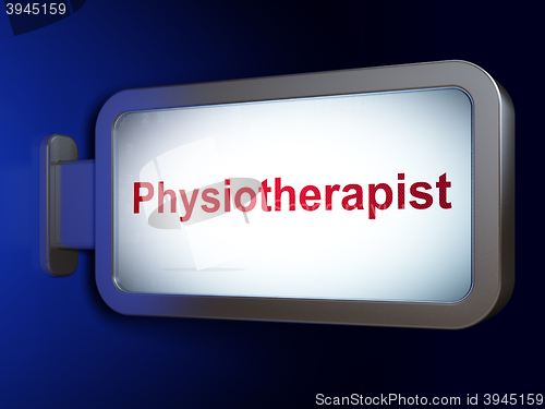 Image of Healthcare concept: Physiotherapist on billboard background