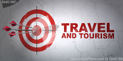 Image of Vacation concept: target and Travel And Tourism on wall background