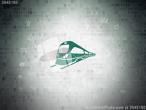 Image of Tourism concept: Train on Digital Data Paper background