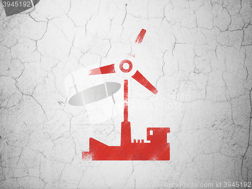 Image of Industry concept: Windmill on wall background
