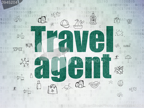 Image of Vacation concept: Travel Agent on Digital Data Paper background