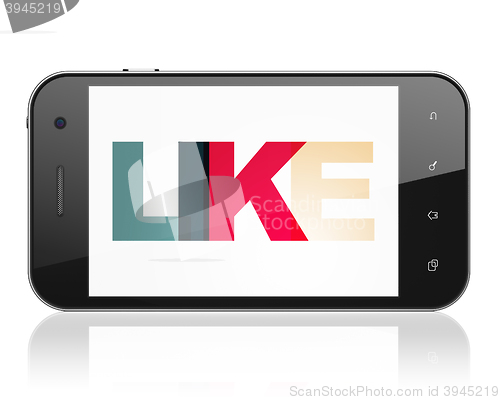 Image of Social network concept: Smartphone with Like on  display