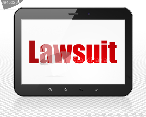 Image of Law concept: Tablet Pc Computer with Lawsuit on display