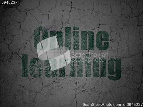 Image of Education concept: Online Learning on grunge wall background