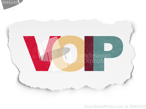 Image of Web development concept: VOIP on Torn Paper background