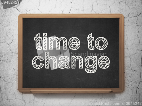 Image of Time concept: Time to Change on chalkboard background