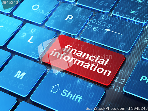 Image of Business concept: Financial Information on computer keyboard background