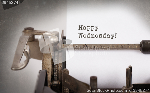 Image of Vintage typewriter close-up - Happy Wednesday