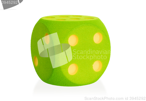Image of Large green foam dice isolated - 4