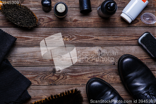 Image of Brushes, wax, shoes, accessories