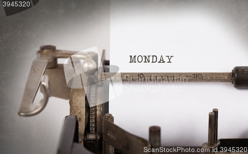 Image of Monday typography on a vintage typewriter