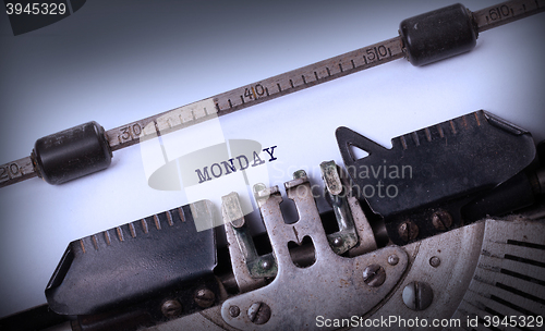 Image of Monday typography on a vintage typewriter