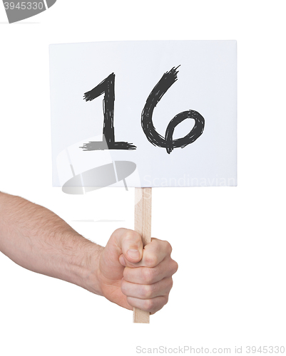 Image of Sign with a number, 16