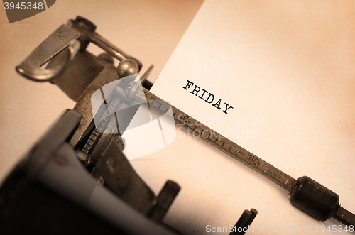 Image of Friday typography on a vintage typewriter
