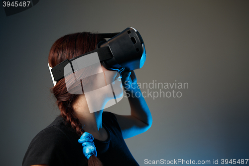 Image of Woman using the virtual reality headset