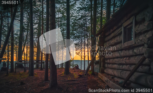 Image of Old fishing hut in the forest