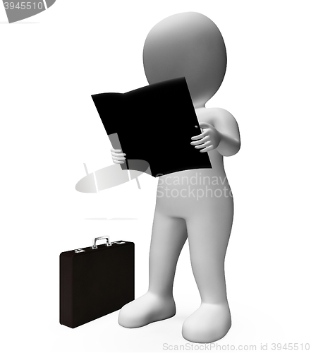 Image of Reading Businessman Shows Progress Report And Analysis 3d Render