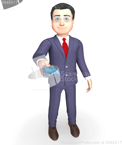 Image of Debit Card Represents Business Person And Banking 3d Rendering