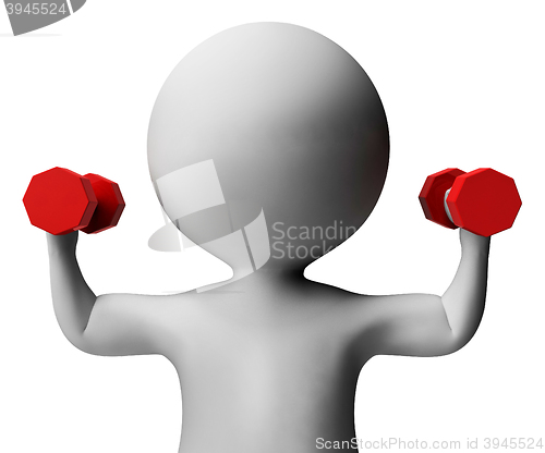 Image of Exercise Character Represents Getting Fit And Barbell 3d Renderi