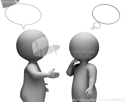 Image of Speech Bubble Shows Copy Space And Character 3d Rendering