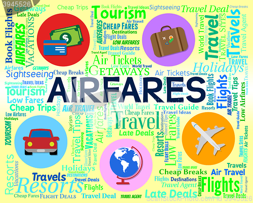 Image of Airfares Word Indicates Selling Price And Aeroplane