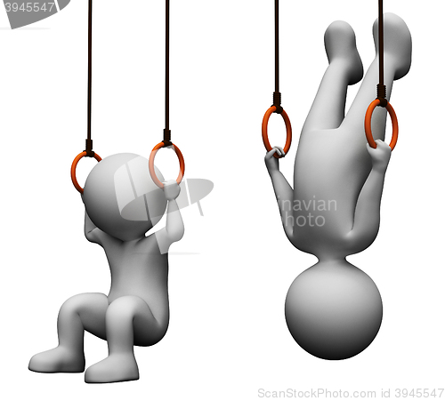 Image of Exercise Characters Shows Physical Activity And Equipment 3d Ren