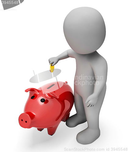 Image of Money Character Means Piggy Bank And Illustration 3d Rendering