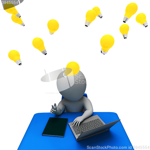 Image of Character Lightbulbs Represents Power Source And Concepts 3d Ren