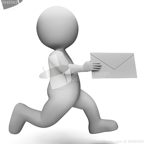Image of Email Message Represents Communicate Communication And Man 3d Re