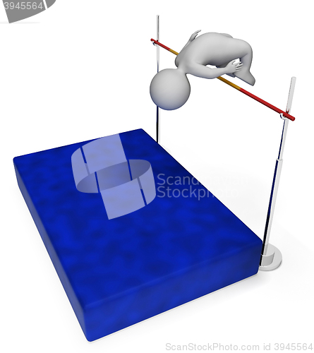 Image of High Jump Means Pole Vault And Athletic 3d Rendering