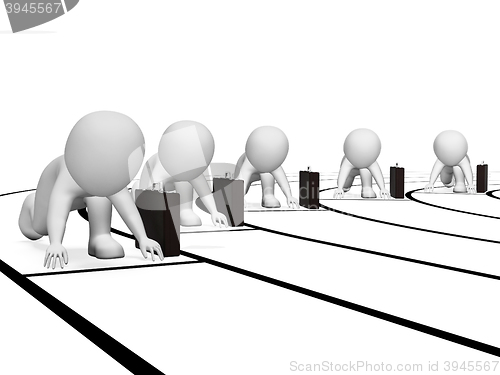 Image of Athletics Characters Means Active Racing And Run 3d Rendering