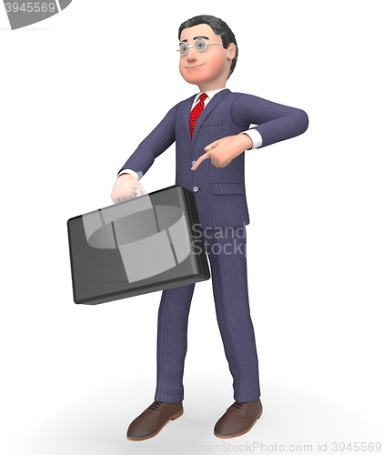 Image of Briefcase Character Indicates Business Person And Commercial 3d 