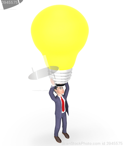 Image of Lightbulb Character Represents Power Source And Businessman 3d R