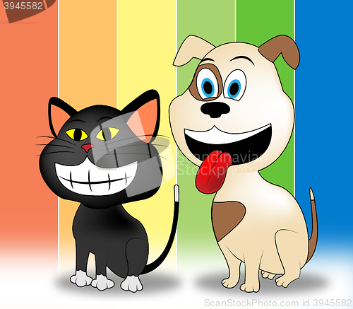 Image of Happy Pets Means Domestic Animal And Canines