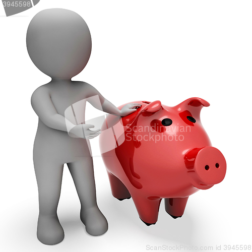Image of Piggybank Save Indicates Wealth Character And Earn 3d Rendering