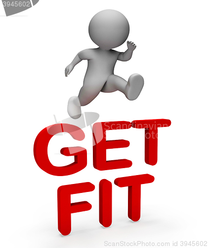Image of Get Fit Indicates Healthy Lifestyle And Character 3d Rendering