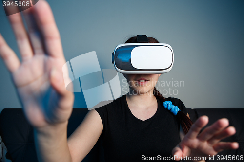 Image of Woman with glasses of virtual reality