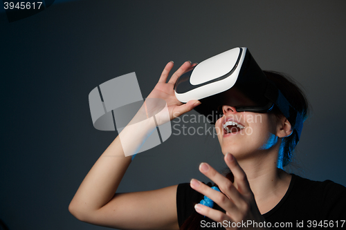 Image of Woman using the virtual reality headset