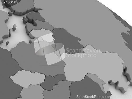 Image of East Europe on grey 3D map