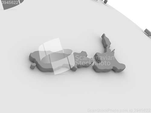 Image of New Zealand on grey 3D map