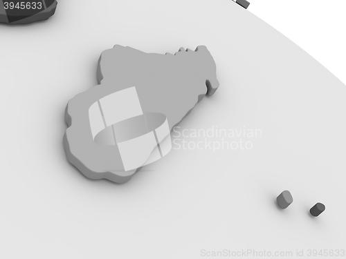 Image of Madagascar on grey 3D map