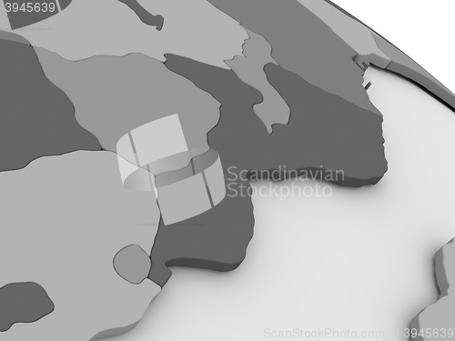 Image of Mozambique and Zimbabwe on grey 3D map