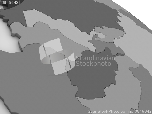Image of Central Asia on grey 3D map