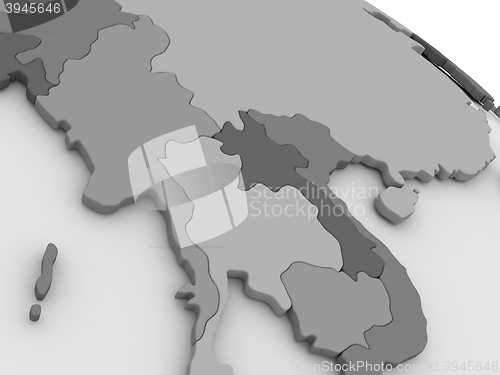 Image of Myanmar on grey 3D map