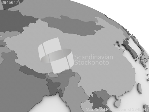 Image of China on grey 3D map