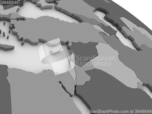 Image of Middle East on grey 3D map
