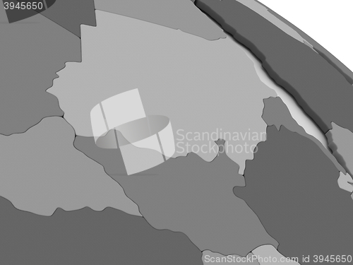 Image of Sudan and South Sudan on grey 3D map