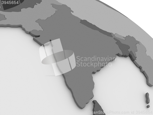 Image of India on grey 3D map