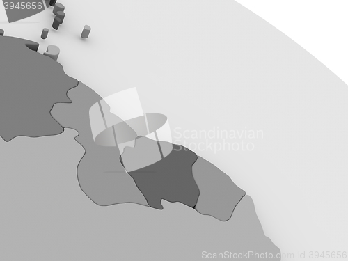 Image of Guynea and Suriname  on grey 3D map