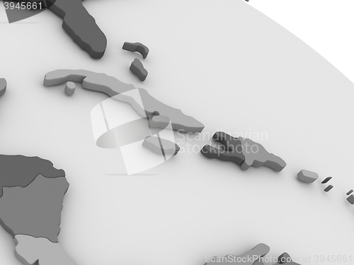 Image of North Caribbean on grey 3D map
